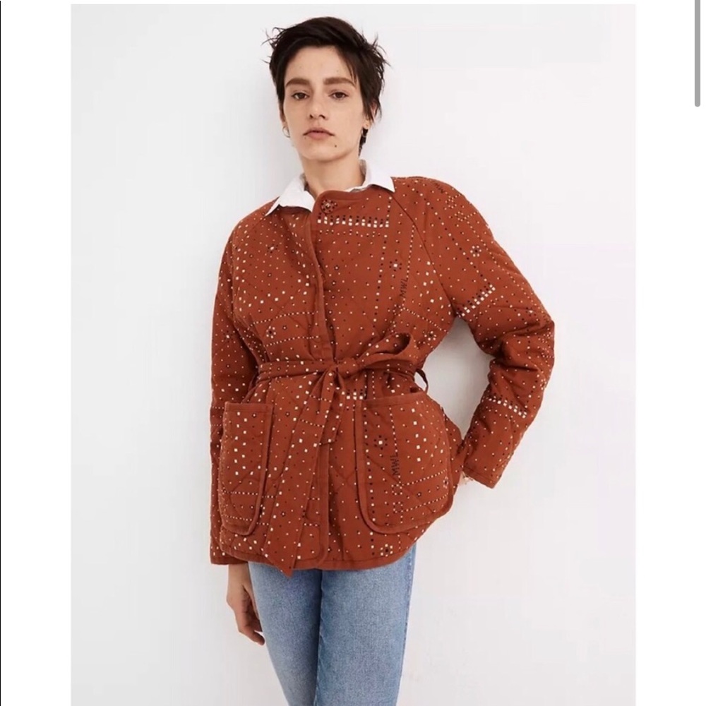 NWT Madewell bandana quilted jacket with belt